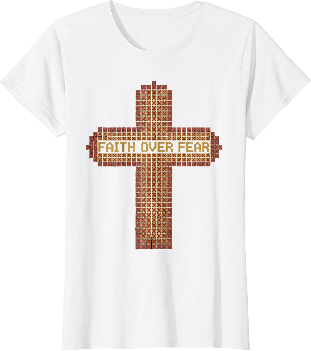 Women's Faith Over Fear Inspirational Graphic Design T-Shirt - White