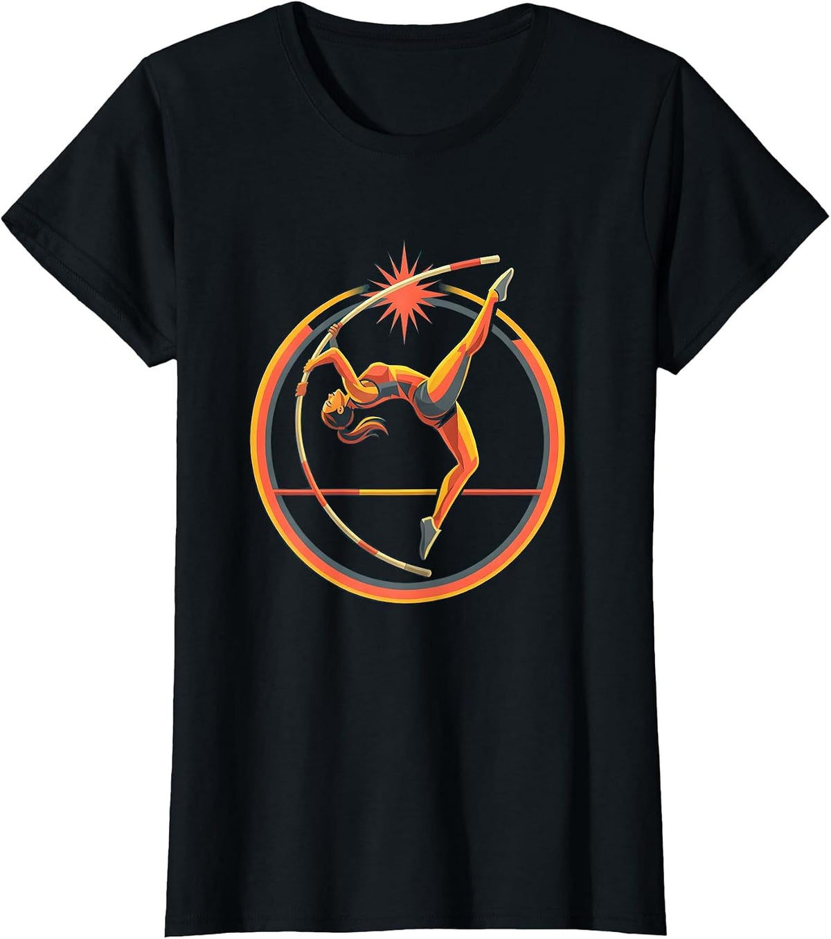 Pole Vaulter Clearing Bar Graphic Tee T-Shirt - Black