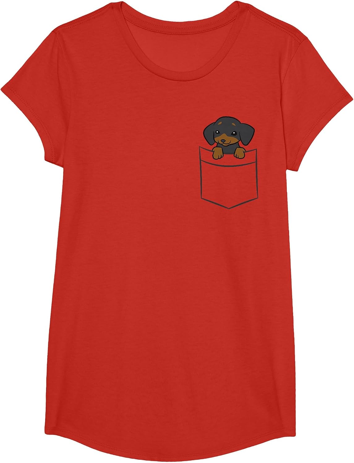Dachshund Dog in Pocket Funny Dachshund T-Shirt - Girls Red