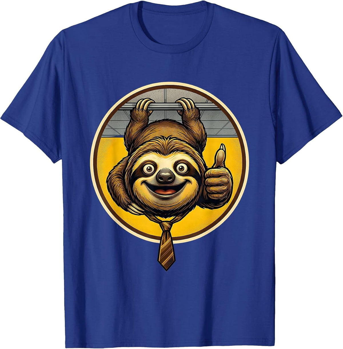 Men's Sloth Office Cubicle Ceiling Funny Humor Graphic T-Shirt - Royal Blue