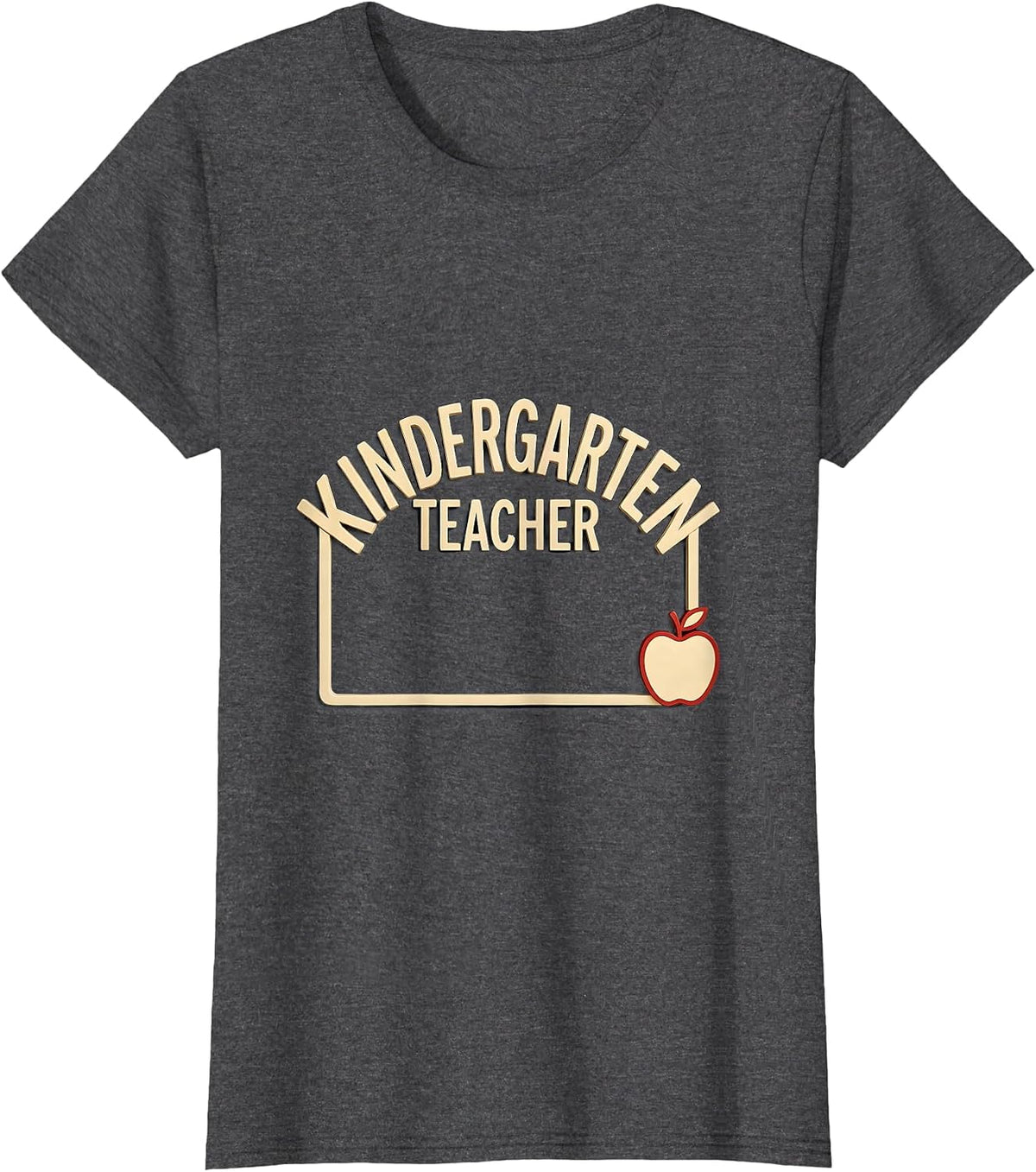 Women's Kindergarten Teacher Cute Pencil Apple Back To School T-Shirt - Dark Heather Grey