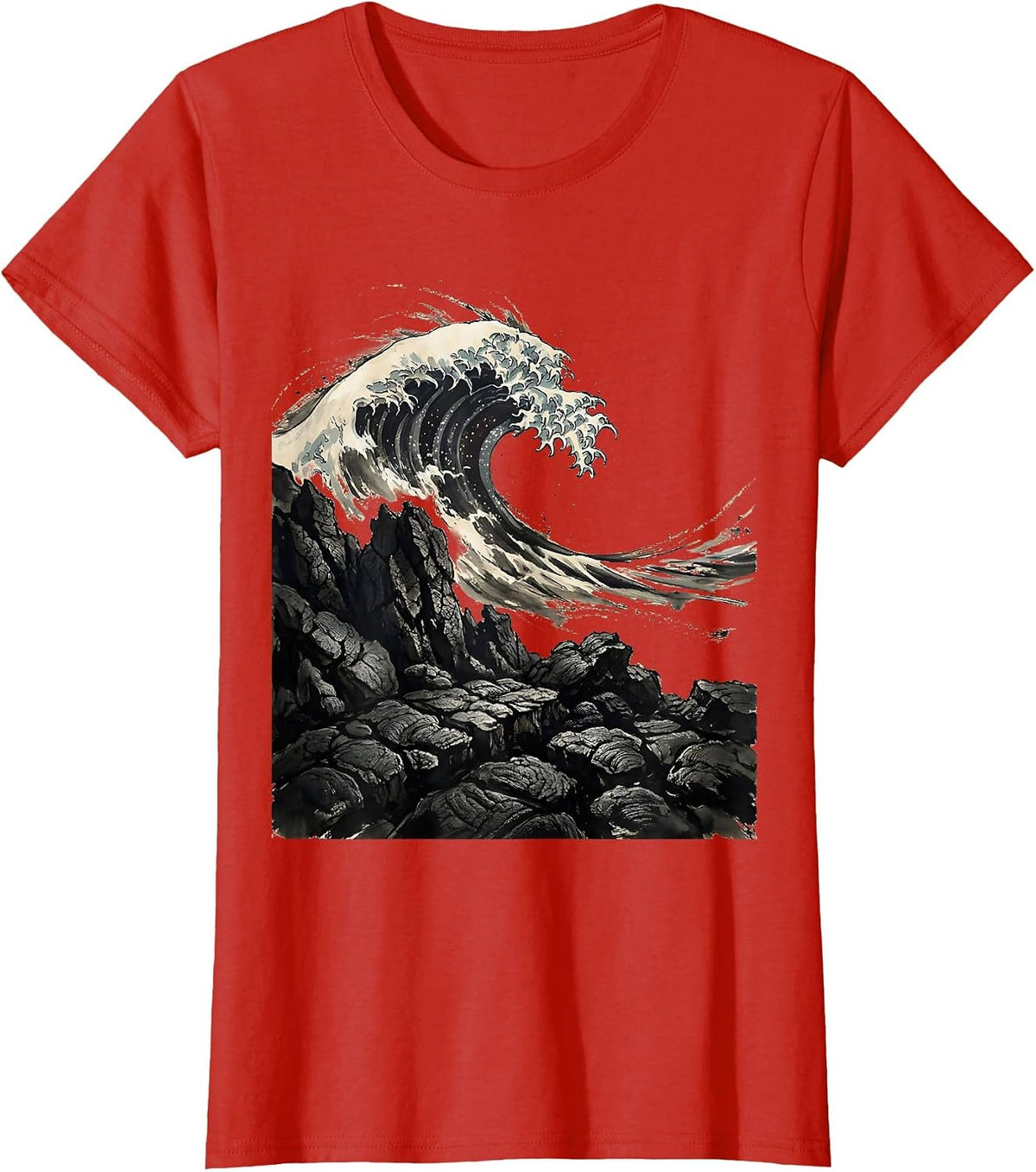 Maui Lava Rock Shoreline Crashing Surf T-Shirt - Red