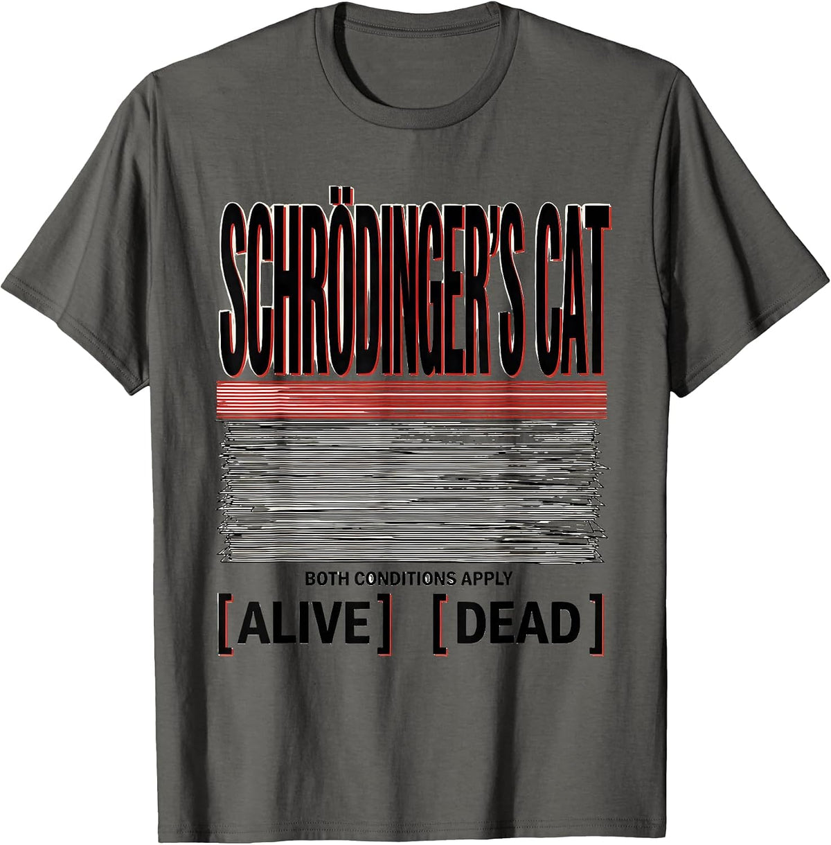 Schrödinger's Cat, Both Conditions Apply Physics Nerd T-Shirt - Asphalt Grey