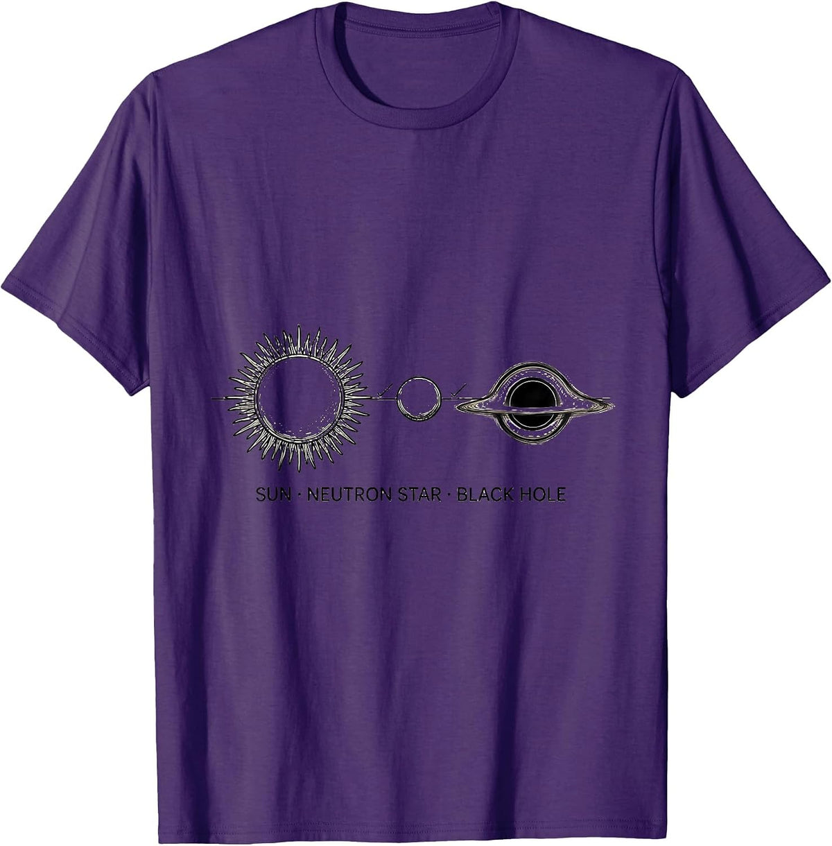 Sun Neutron Star Black Hole Line Art Astrophysics Enthusiast T-Shirt - Purple