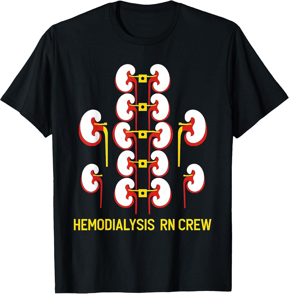 Men's Hemodialysis RN Crew Modernist Nephrology Nurse Gift T-Shirt - Black