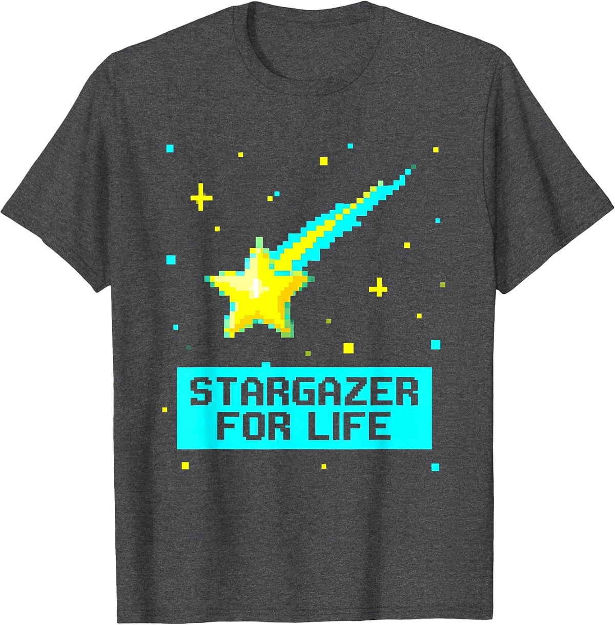 Stargazer For Life Astronomy Night Sky Design T-Shirt - Dark Heather Grey