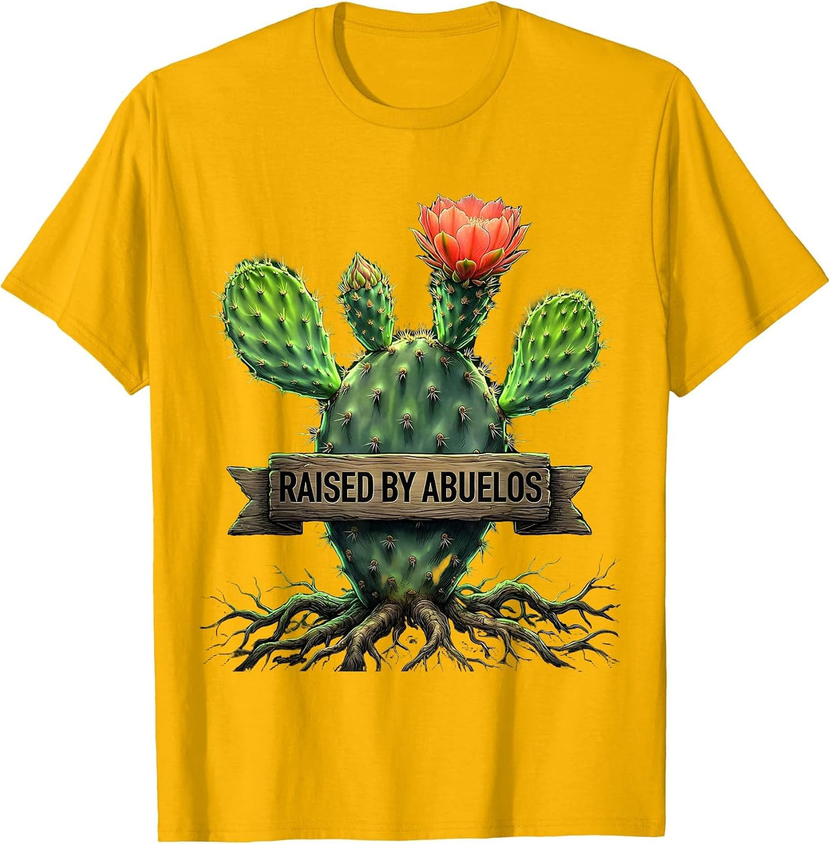Raised by Abuelos Mexican Heritage Design T-Shirt - Golden Yellow