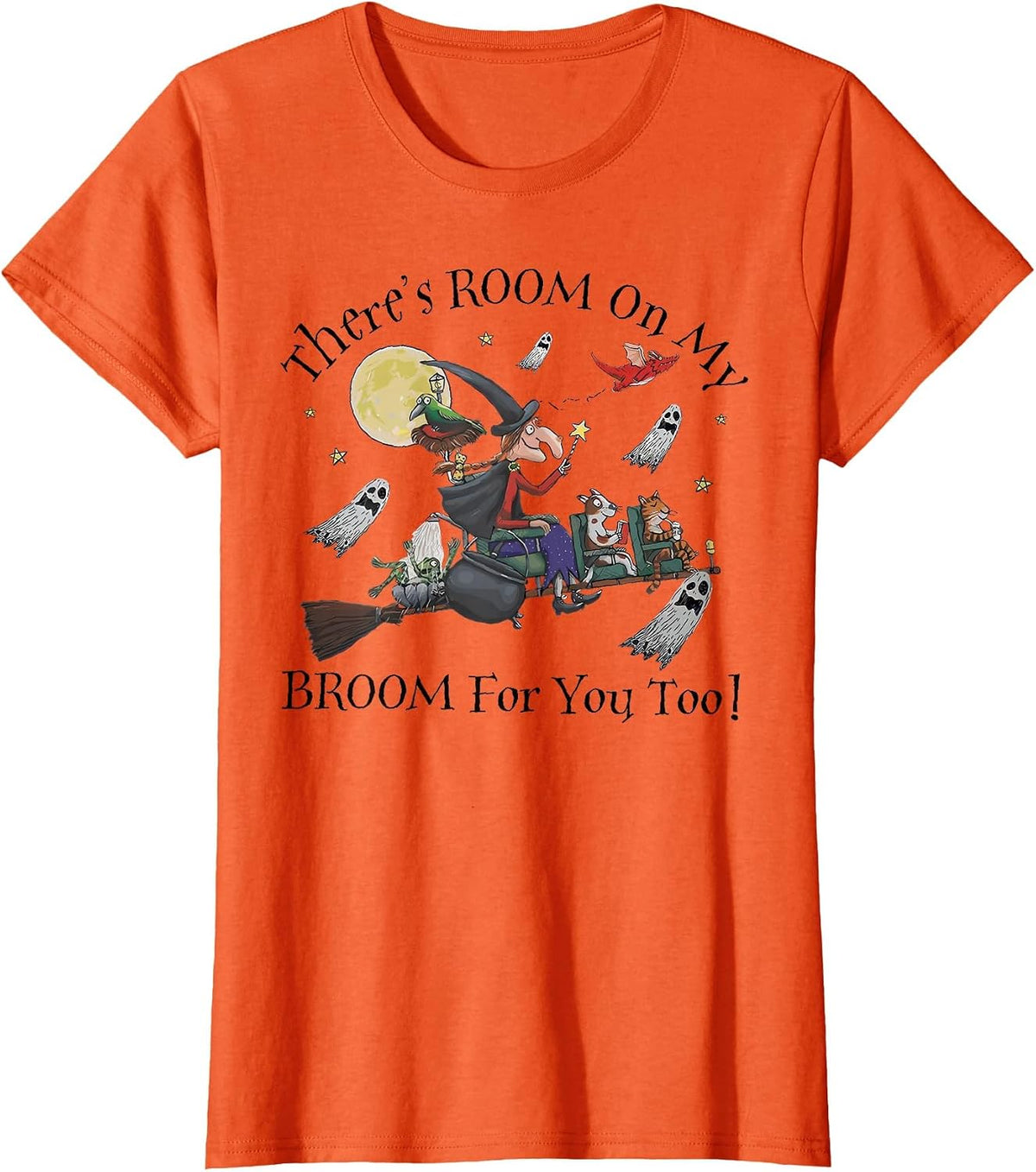 Halloween There's Room On My Broom for You Too Teacher T-Shirt - Orange