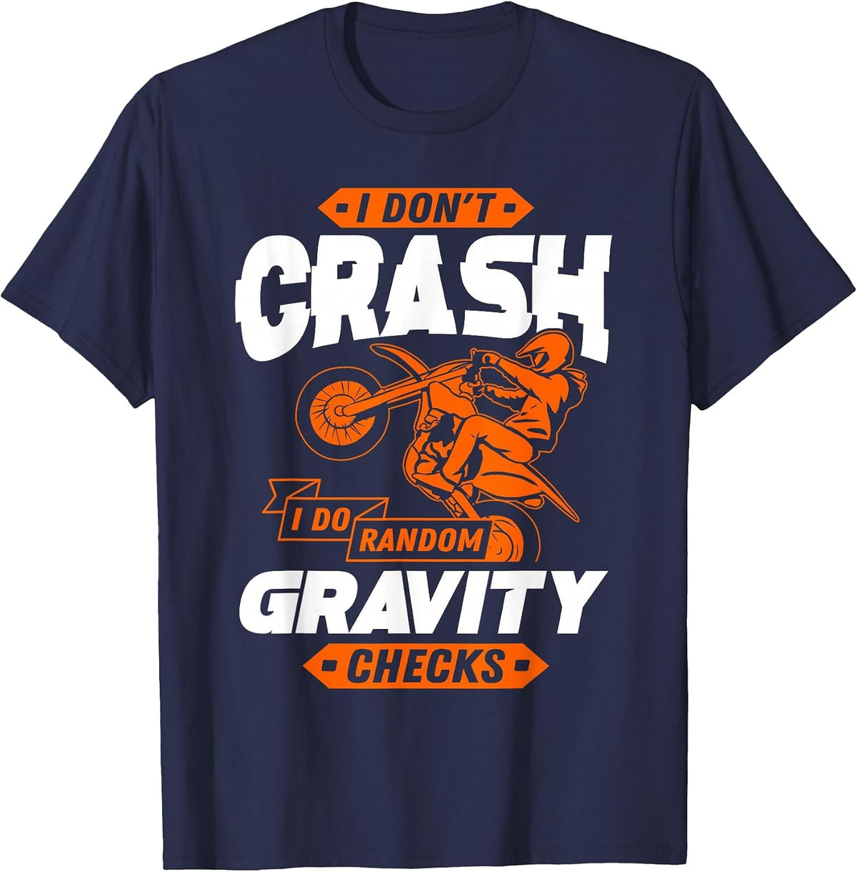 Random Gravity Checks - Motocross & Dirt Bike T-Shirt - Navy Blue