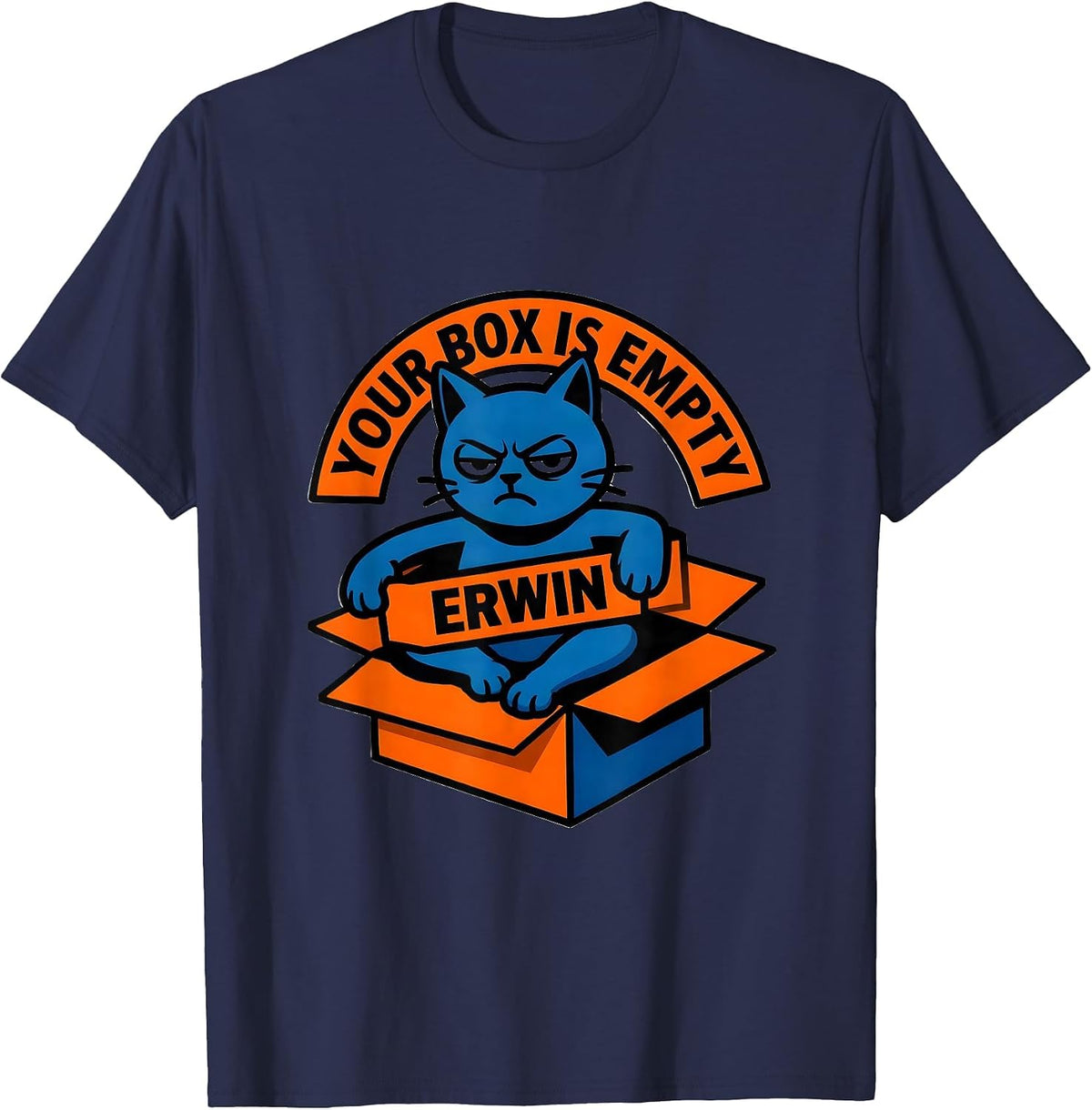 Your Box Is Empty, Erwin Funny Quantum Physics Science T-Shirt - Navy Blue