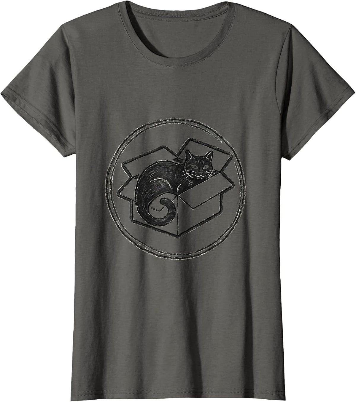 Women's Cat Quantum Physics Paradox Funny Science Geek T-Shirt - Asphalt Grey