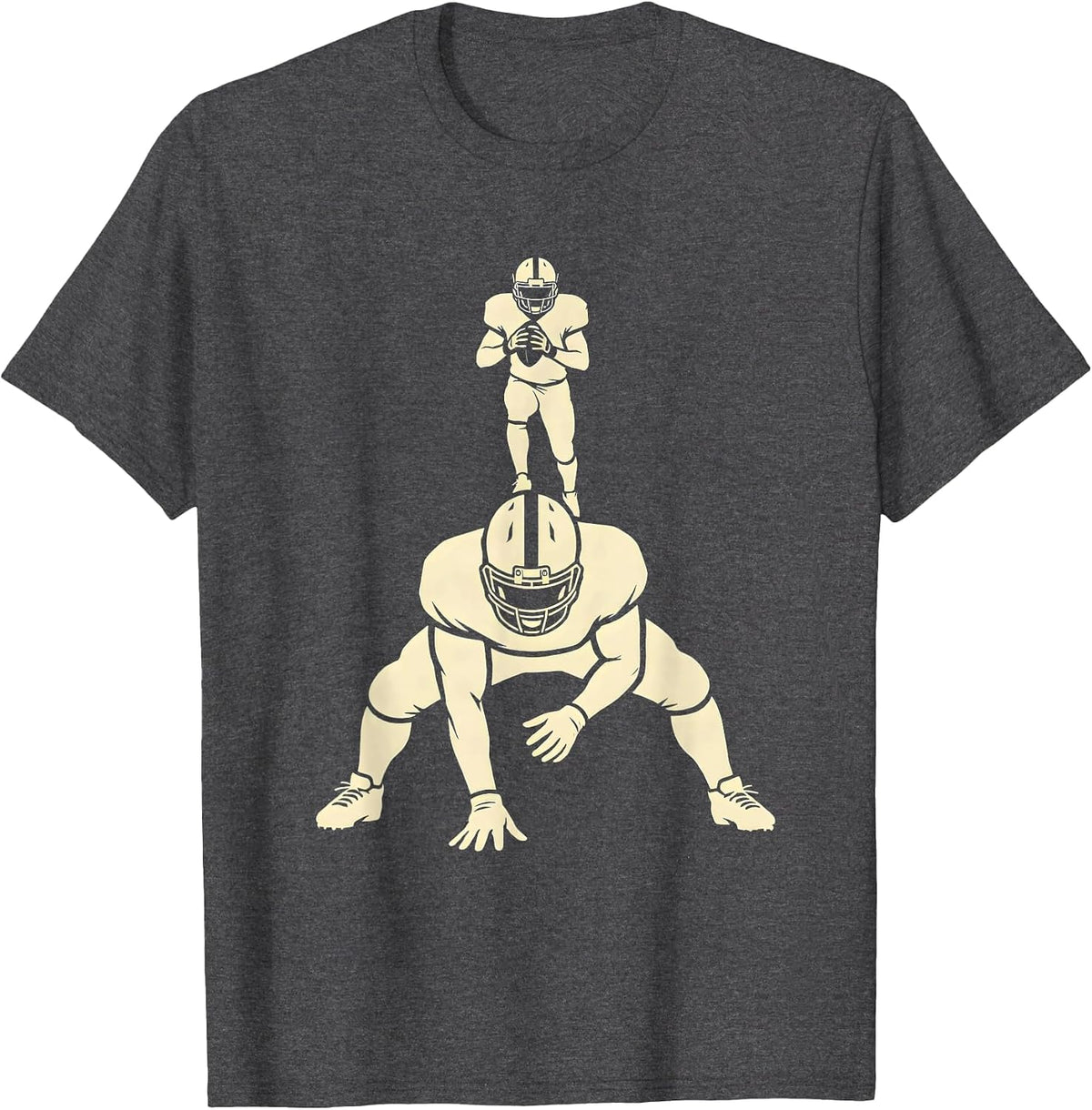 Men's Lineman Silhouette Football Fan Humor T-Shirt - Dark Heather Grey