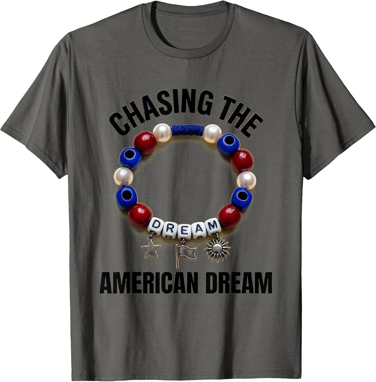 Chasing the American Dream Patriotic Design T-Shirt - Asphalt Grey