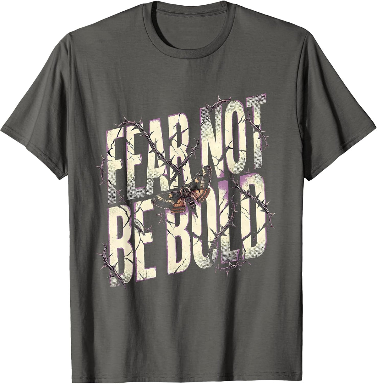 Men's Fear Not Be Bold Faith Over Fear Graphic Design T-Shirt - Asphalt Grey