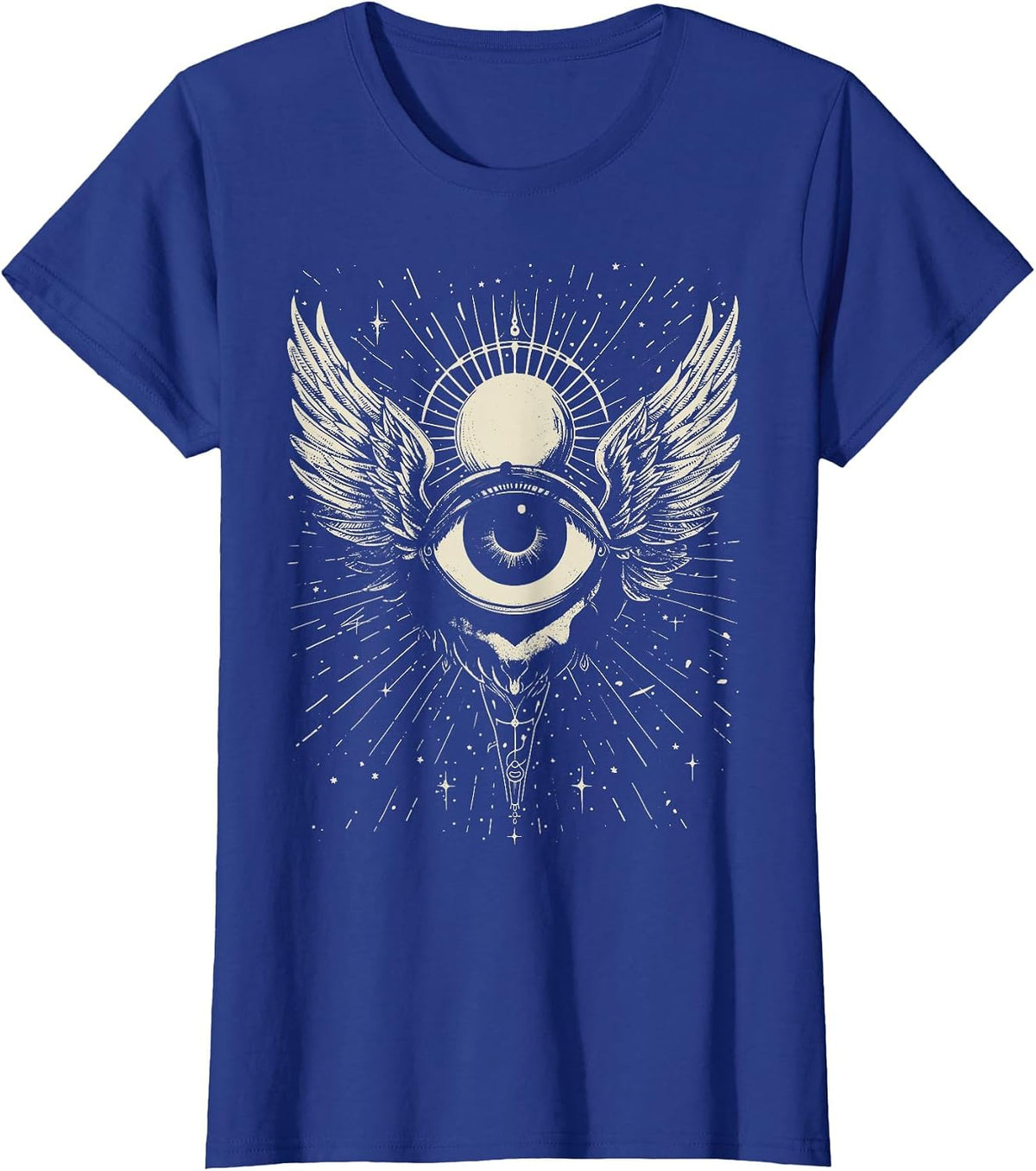 Harajuku Alt Clothing Weirdcore Grunge Punk Creepy Eyeball T-Shirt - Royal Blue