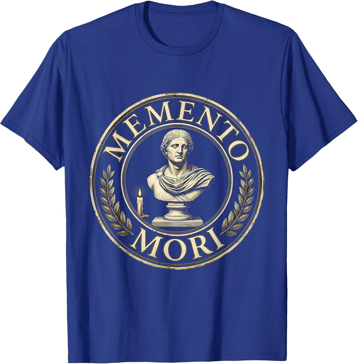 Memento Mori Stoic Philosophy Latin Quote Emblem T-Shirt - Royal Blue