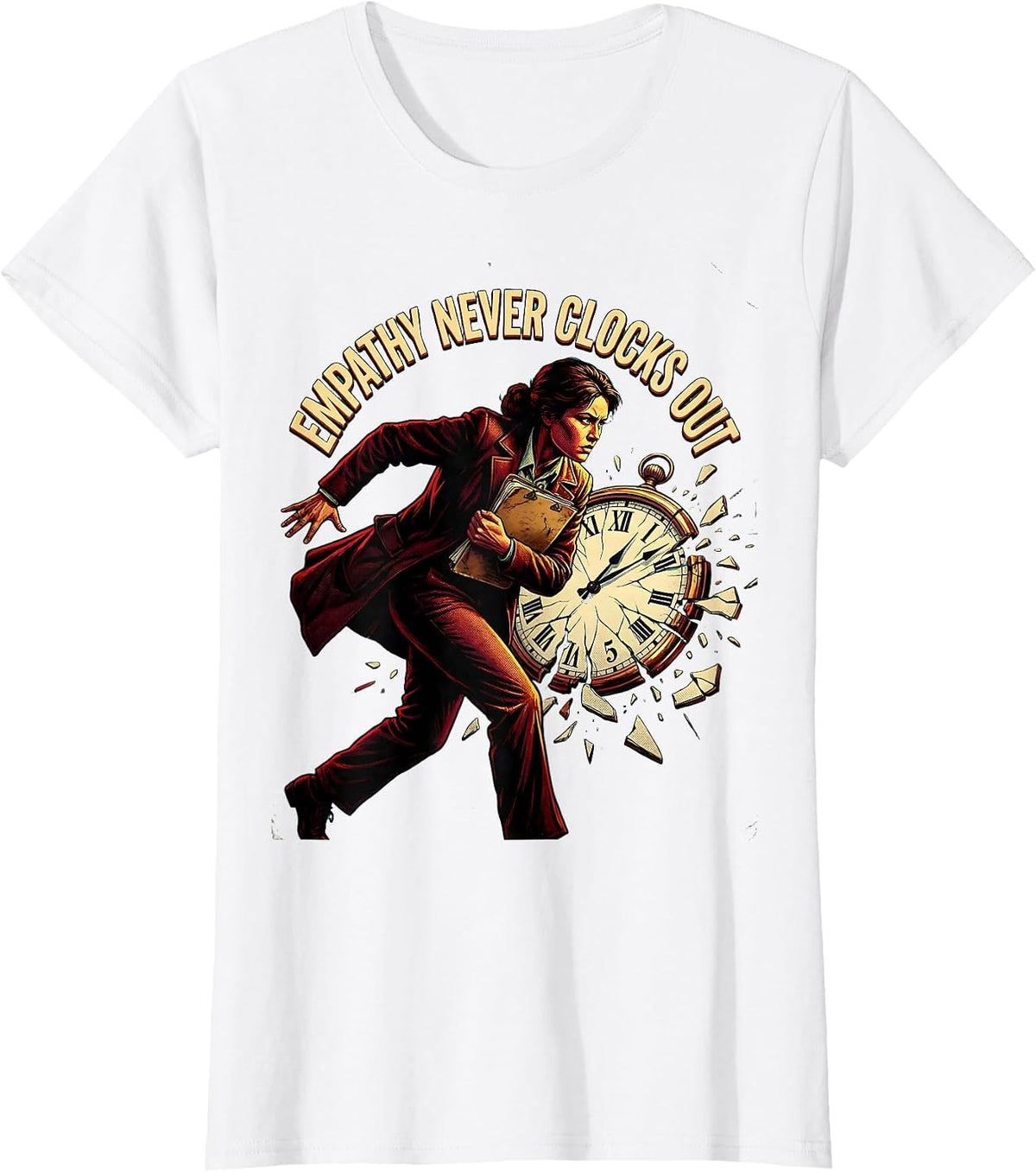 Empathy Never Clocks Out Social Worker Design T-Shirt - White