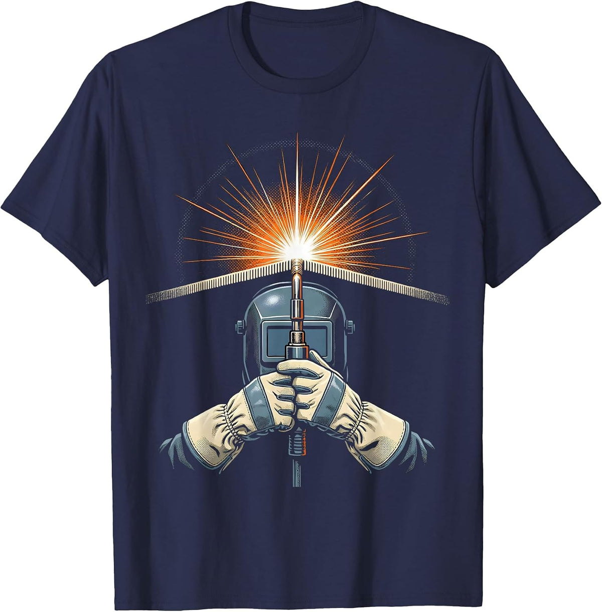 Welding Torch MIG TIG Metal Worker Trade Pride T-Shirt - Navy Blue