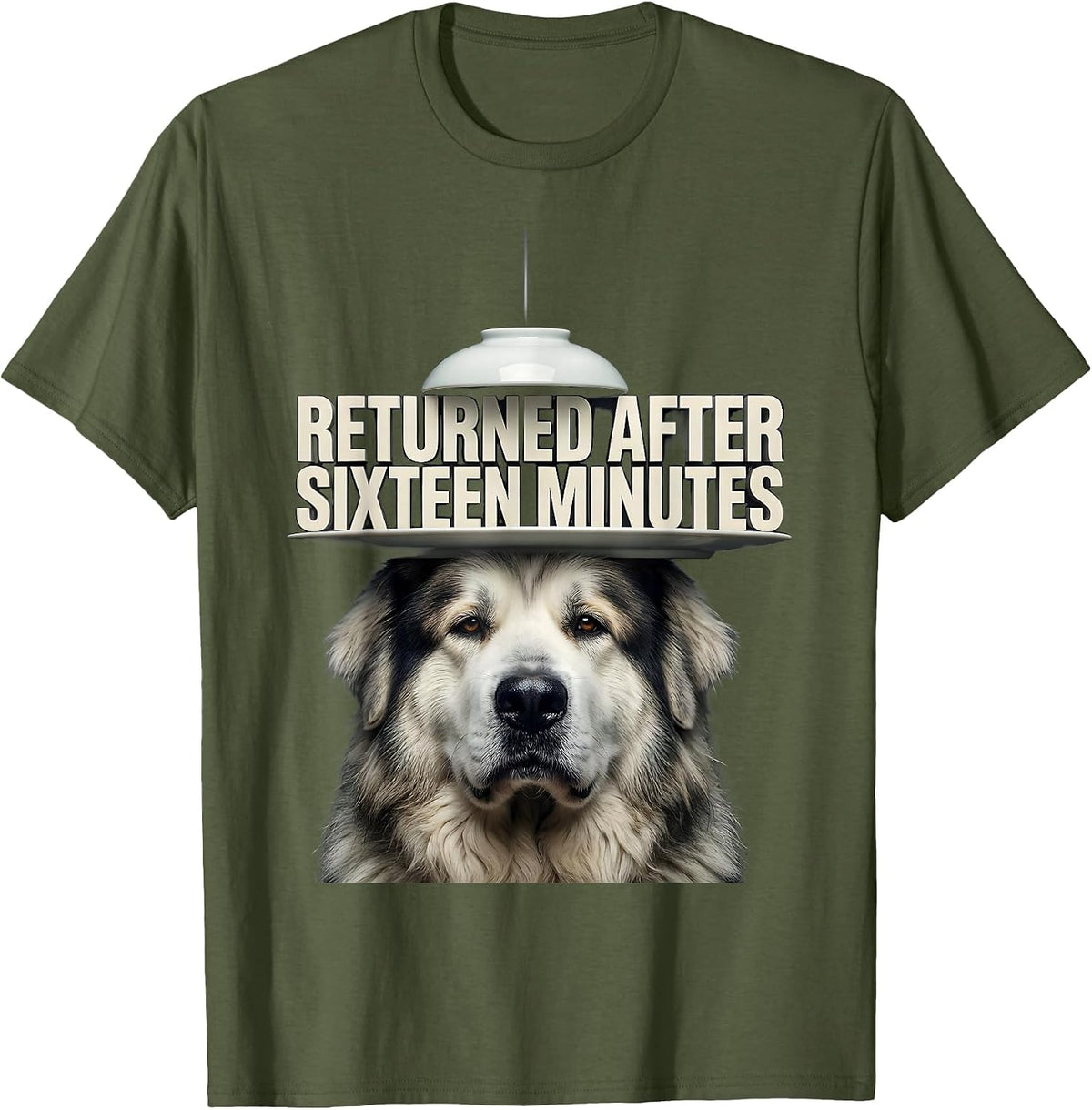 Returned After Sixteen Minutes Funny Great Pyrenees Dog UFO T-Shirt - Olive Green