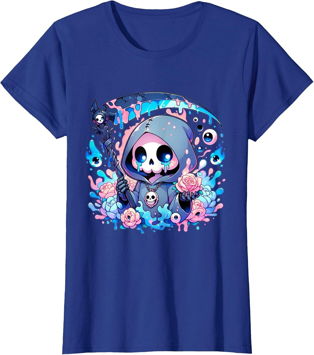 Cute Kawaii Pastel Goth Reaper T-Shirt - Royal Blue