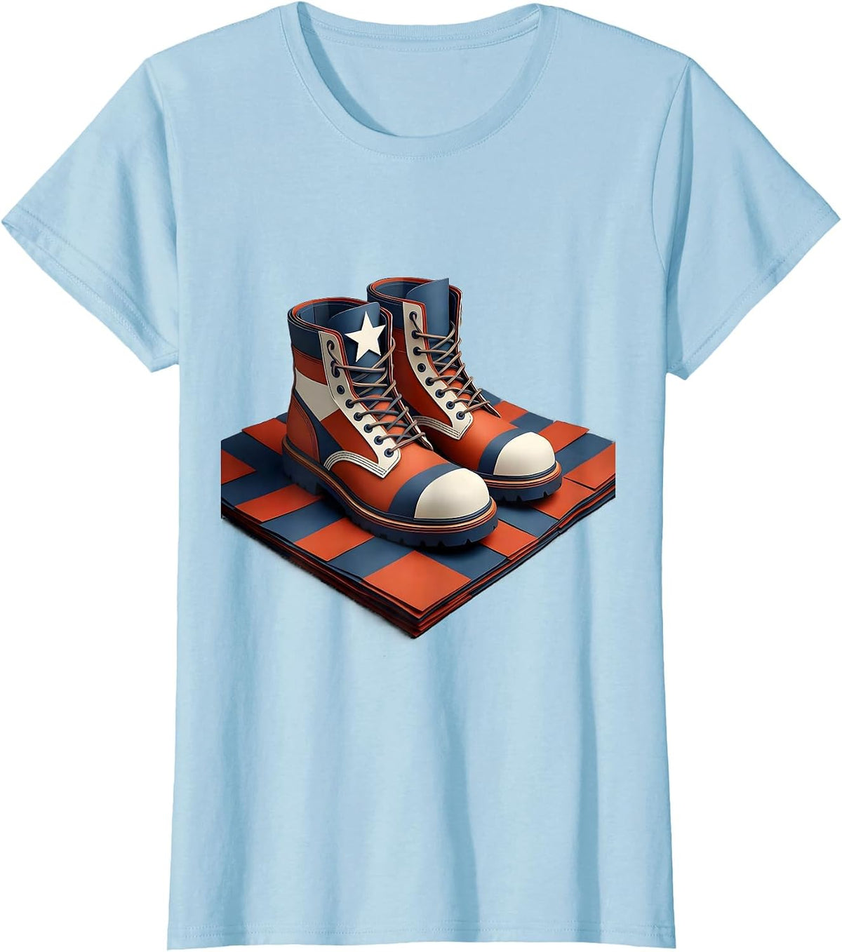 Women's Steel-Toe Work Boots Patriotic Union Labor Day T-Shirt - Baby Blue