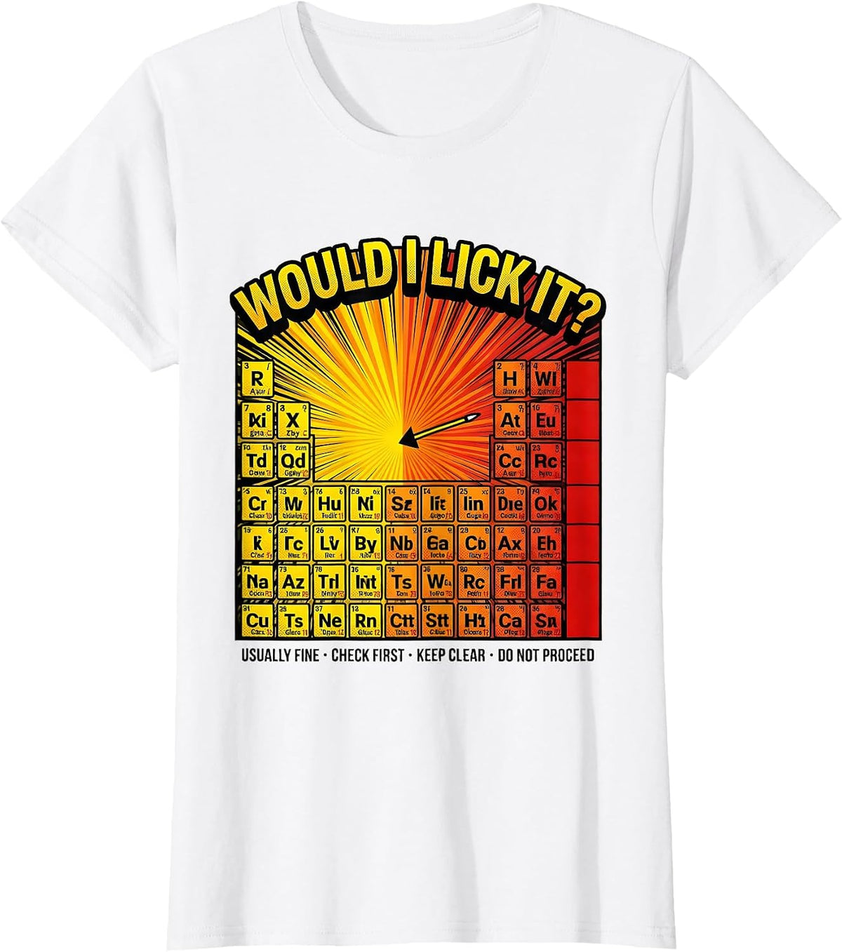 Women's Would I Lick It? Funny Periodic Table Science Teacher T-Shirt - White