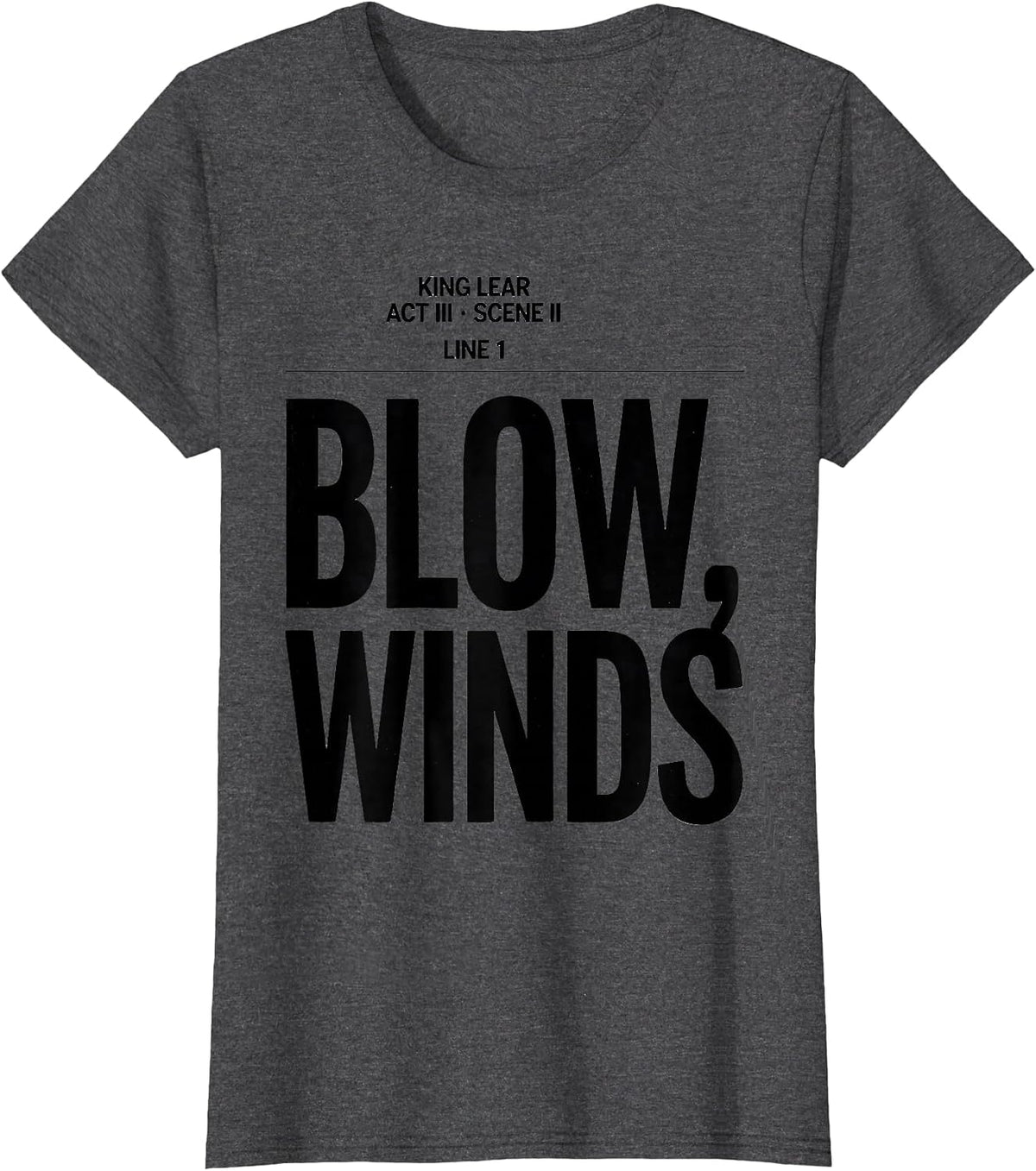 Women's Blow, Winds Literary Humor Shakespeare Fan T-Shirt - Dark Heather Grey