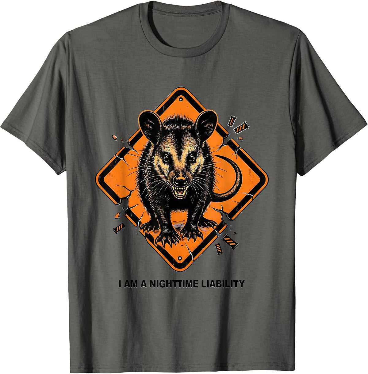 Men's I Am A Nighttime Liability Funny Opossum Meme Animal Lover T-Shirt - Asphalt Grey