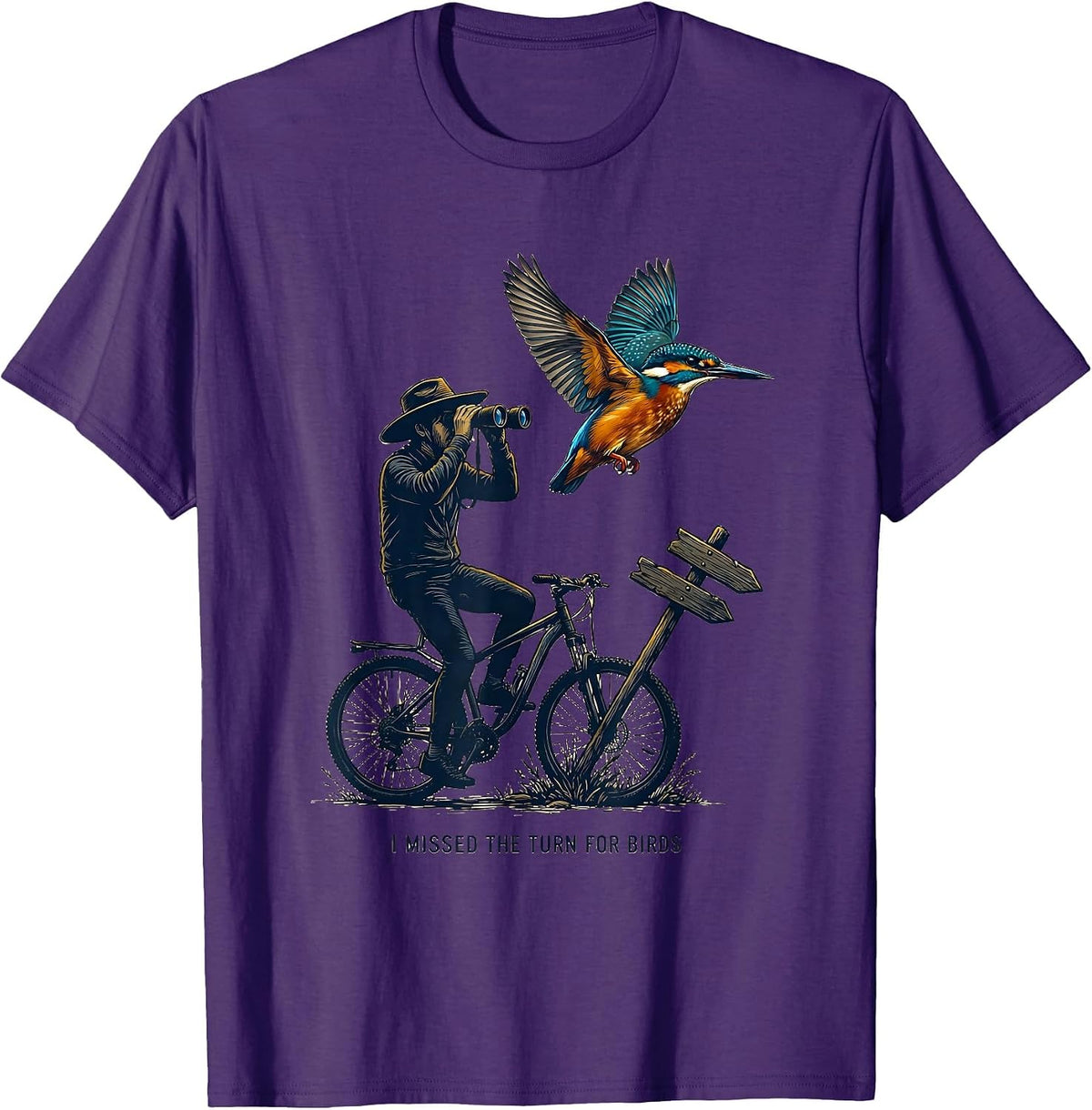 Men's I Missed The Turn For Birds Funny Bird Watching Birding Nerd T-Shirt - Purple