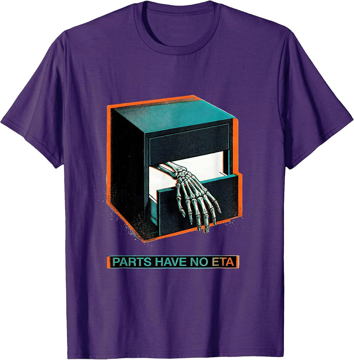 Men's Parts Have No ETA Funny Mechanic Skeleton Auto Repair Humor T-Shirt - Purple