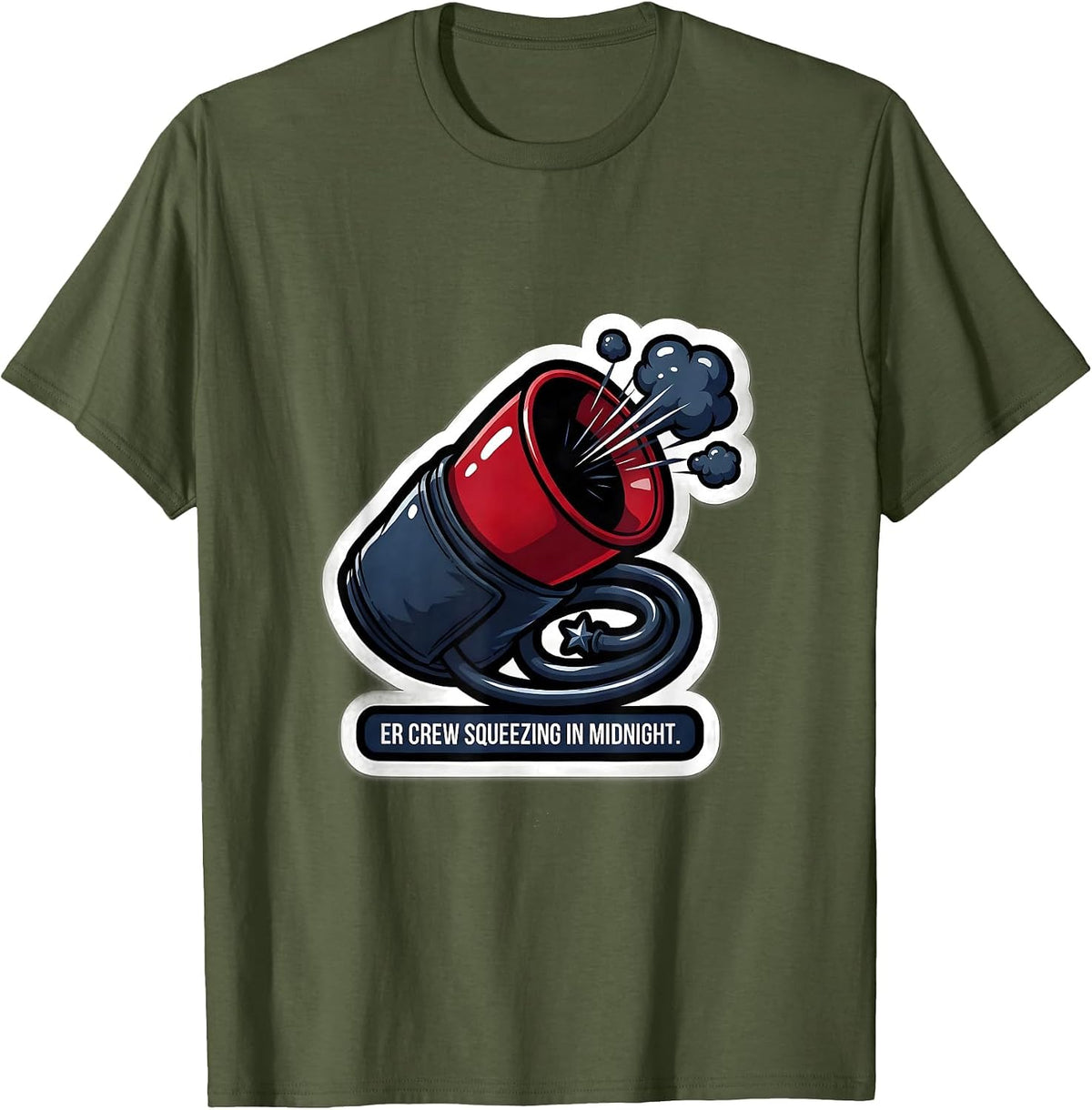 Men's ER Crew Squeezing In Midnight Funny Nurse Crew New Years Eve T-Shirt - Olive Green