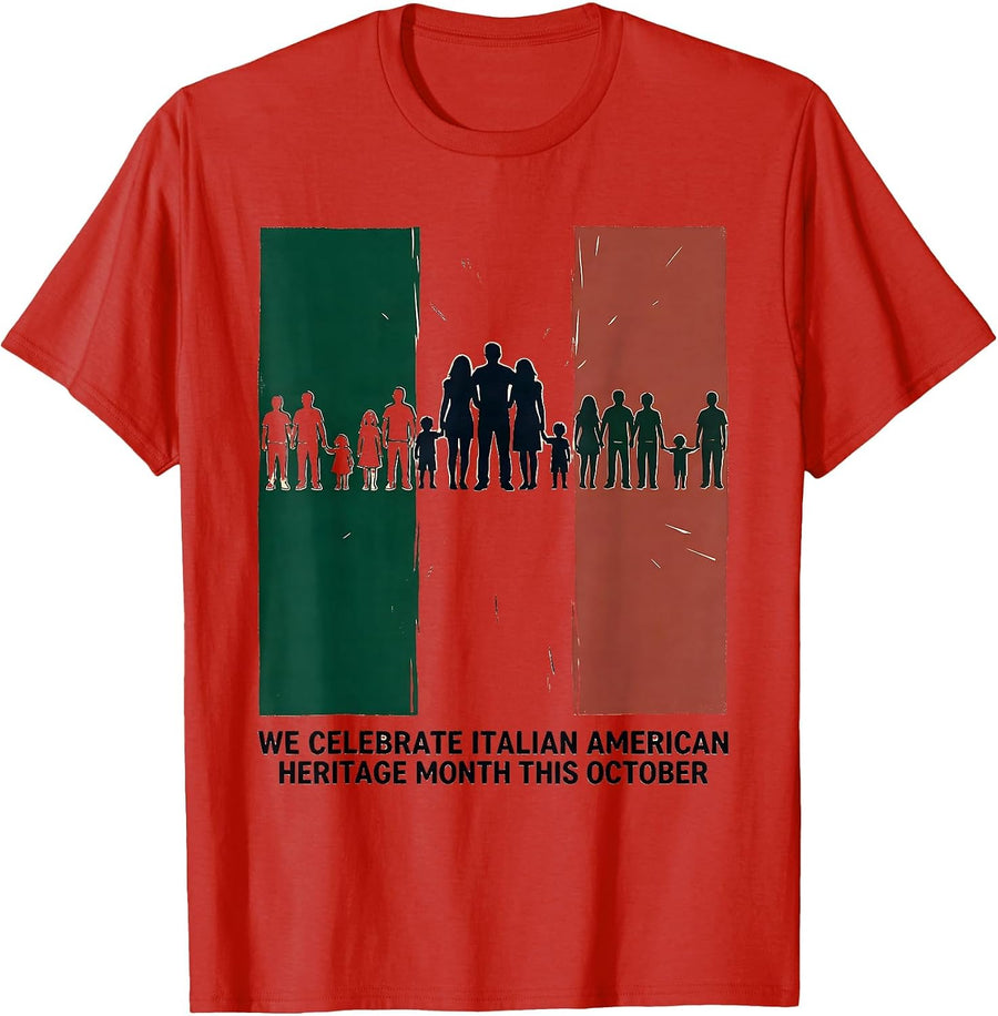 Men's We Celebrate Italian American Heritage Month This October T-Shirt - Red