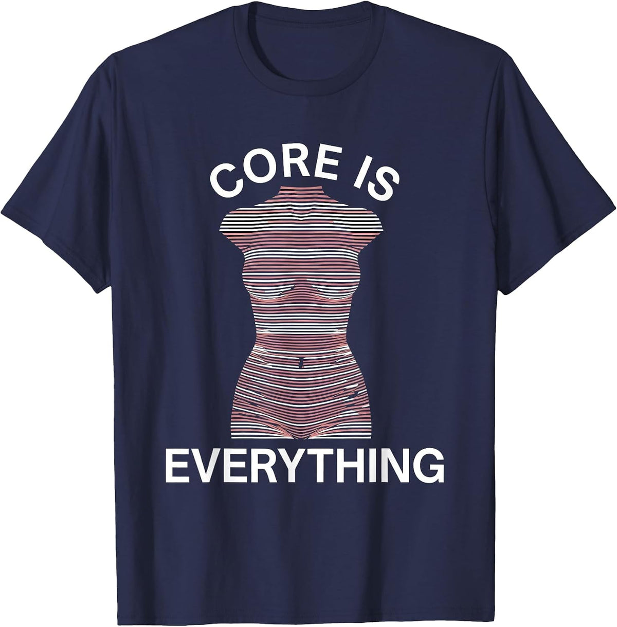 Men's Core Is Everything Pilates Workout Design T-Shirt - Navy Blue