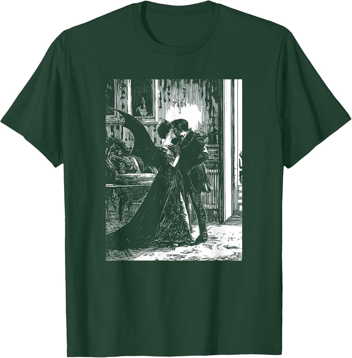 Vampire Kiss Romantic Gothic Gothic Grunge Old Aesthetics T-Shirt - Dark Green