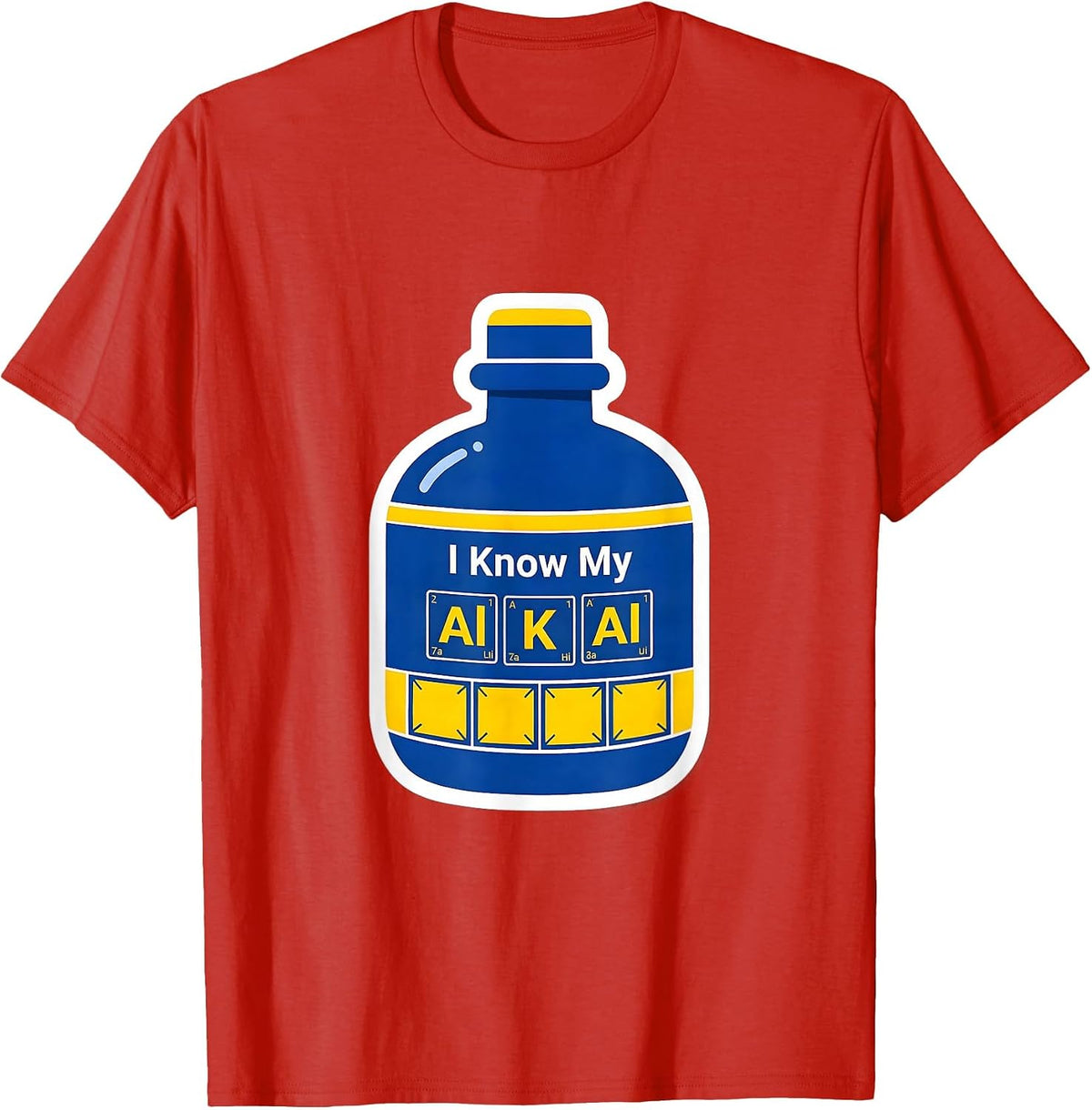 Men's I Know My AlKAlI Funny Chemistry Teacher Science Humor T-Shirt - Red