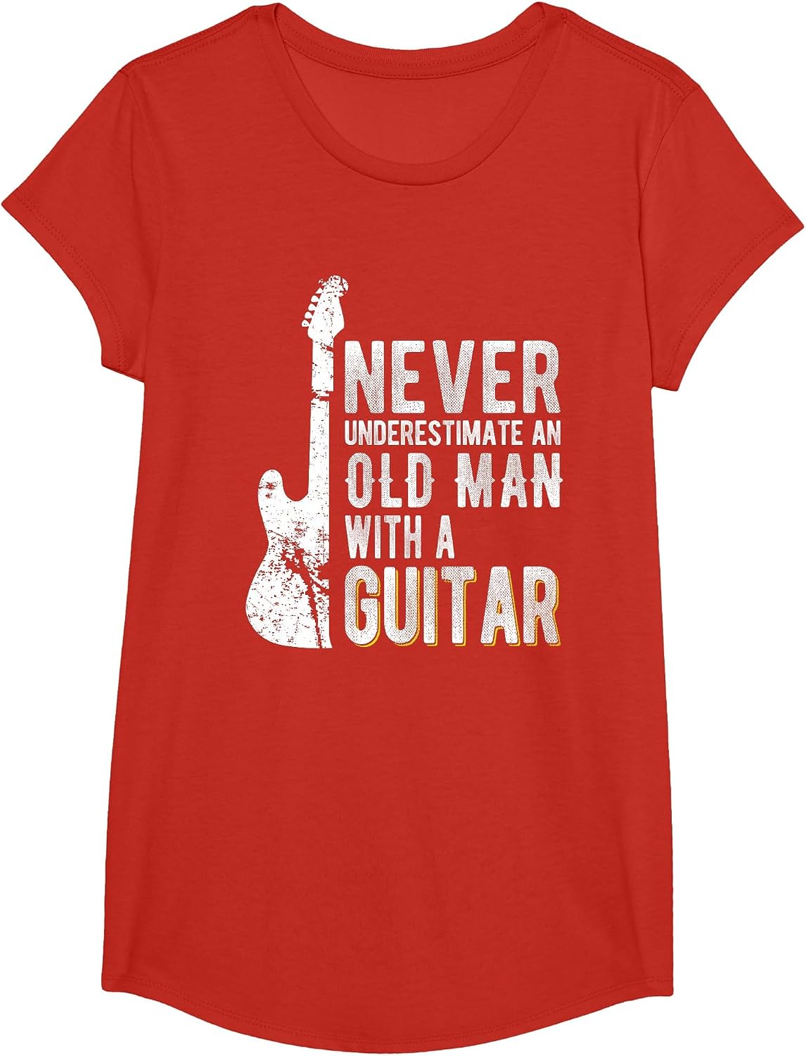 Never Underestimate an Old man with a Guitar - Guitarist T-Shirt - Girls Red