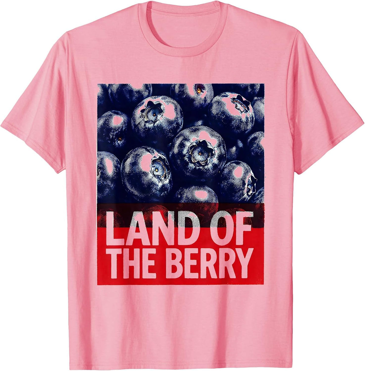Men's Land of the Berry Red White and Blueberries Design T-Shirt - Pink