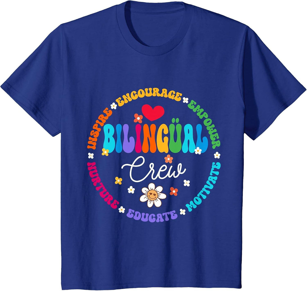 Cultivando Bilingues Dual Language Bilingual Crew Teacher T-Shirt - Royal Blue