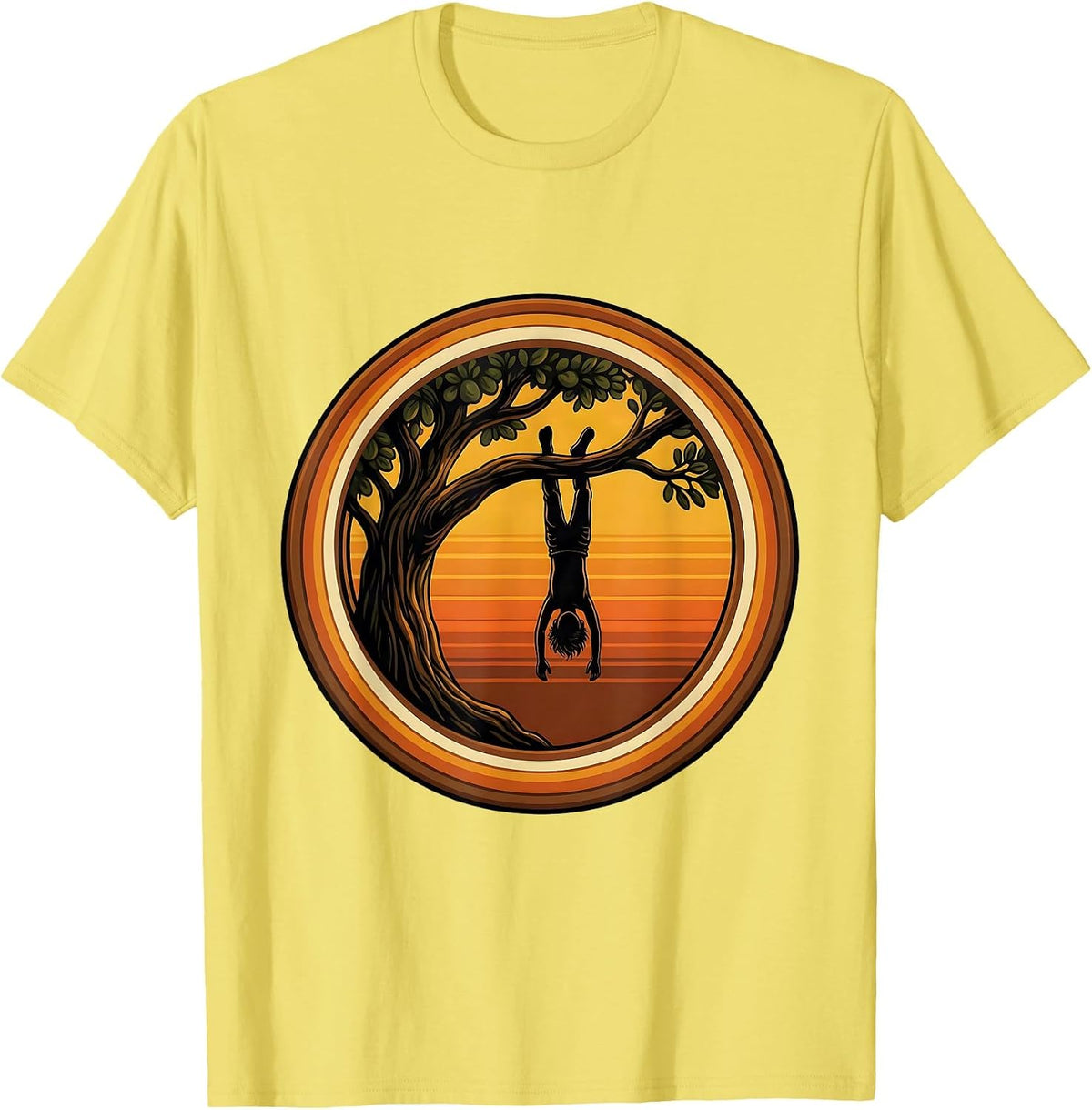 Men's Boy Mom Upside Down Tree Climbing Adventure T-Shirt - Lemon Yellow