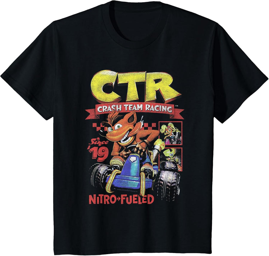 Crash Bandicoot CTR Team Racing Nitro Fueled Video Game T-Shirt - Black