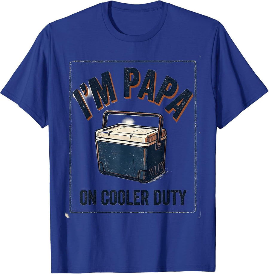 I'm Papa On Cooler Duty Vintage Funny Grandpa Gift T-Shirt - Royal Blue
