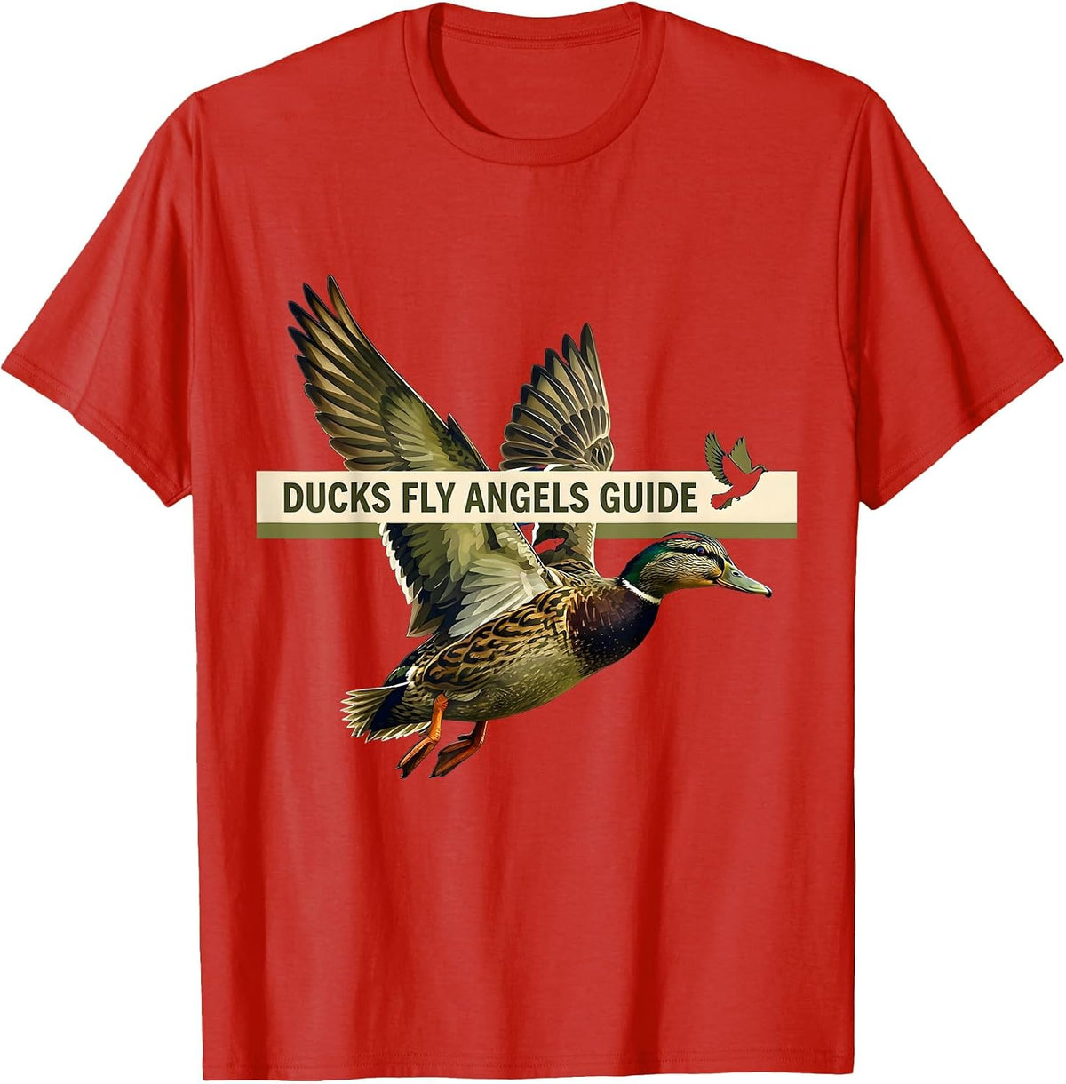 Men's Ducks Fly Angels Guide Duck Camo Design T-Shirt - Red