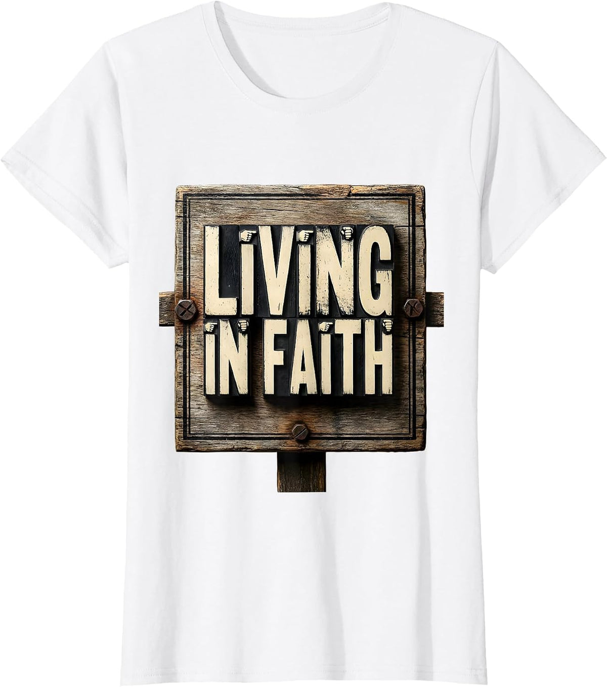 Living In Faith Faith Over Fear Inspirational Design T-Shirt - White
