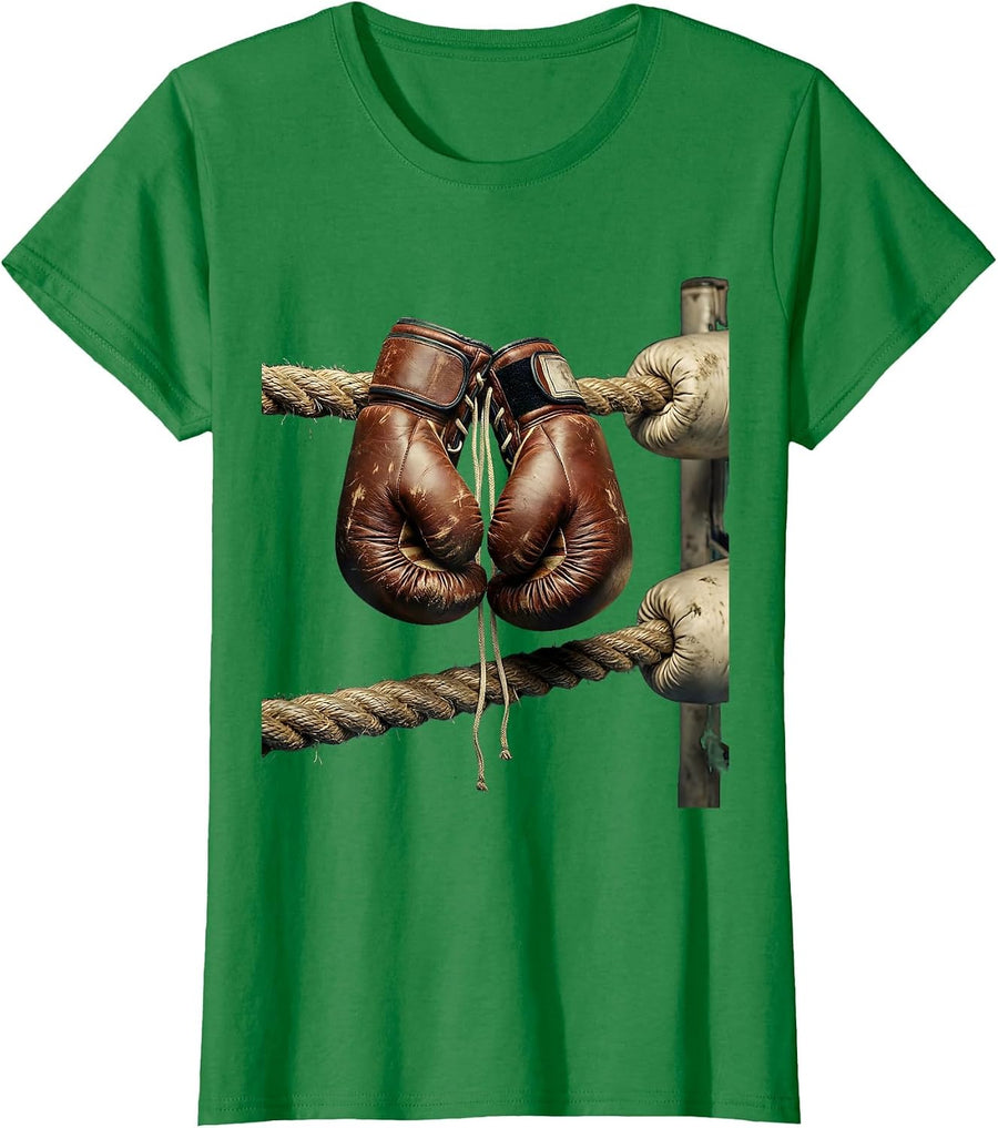 Women's Boxing Gloves on Ring Ropes Graphic T-Shirt - Kelly Green