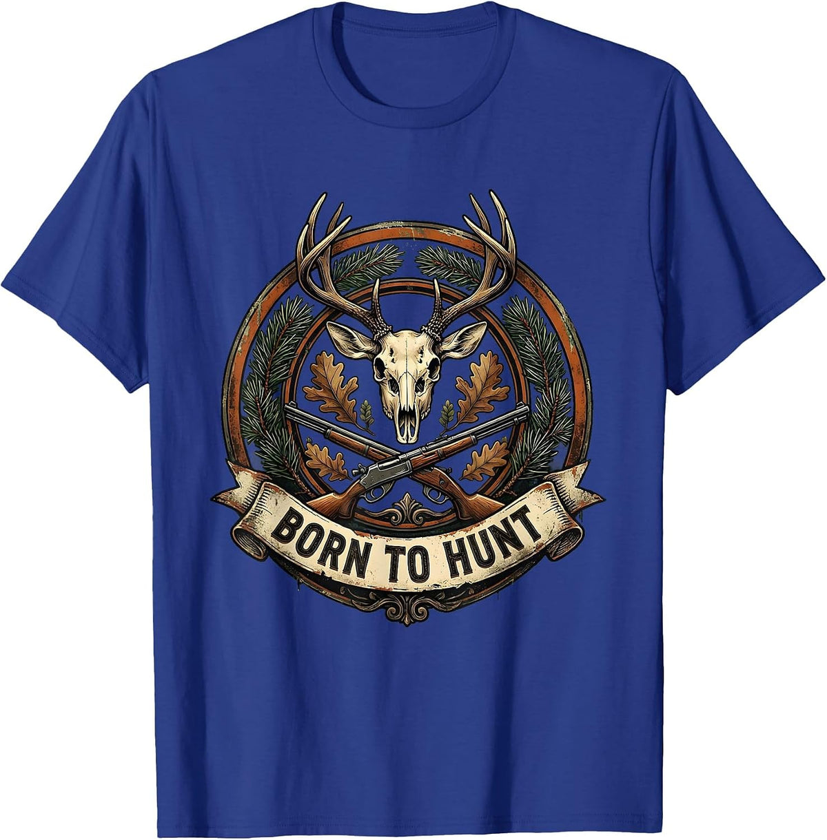 Born to Hunt Camo Hunting Design T-Shirt - Royal Blue
