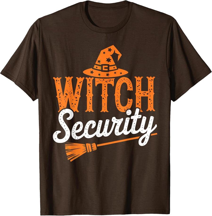 Witch Security Husband of Witches Husband Halloween Costume T-Shirt - Brown