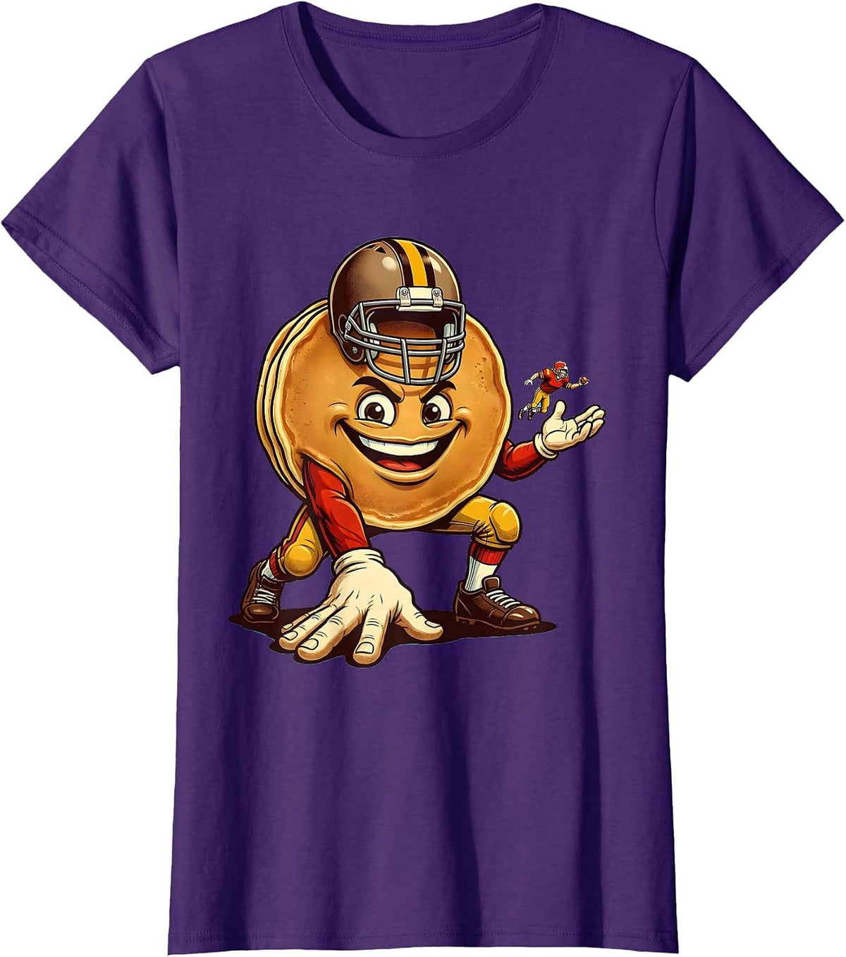 Women's Original Pancake Lineman Retro Football Fan Humor T-Shirt - Purple