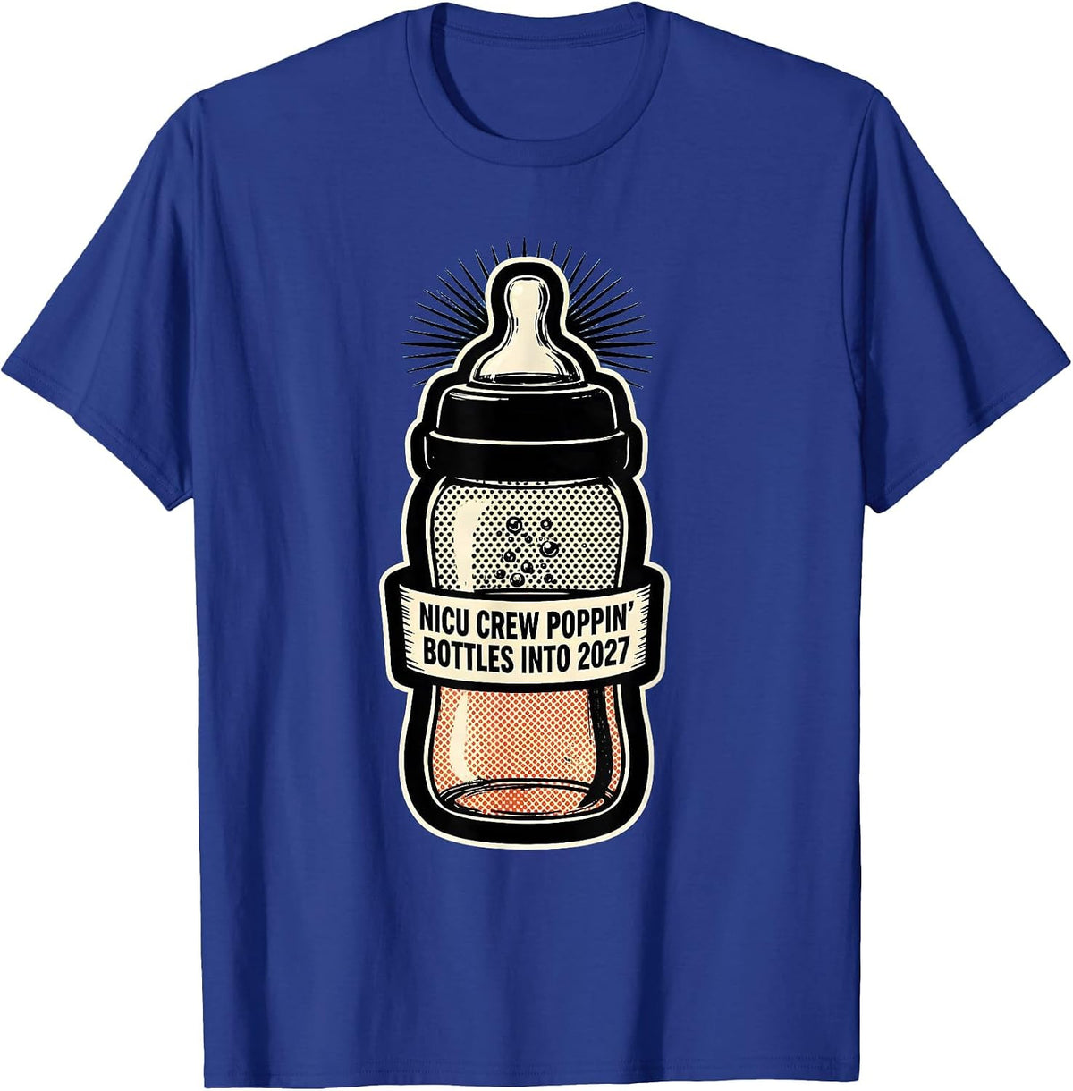 Men's NICU Crew Poppin Bottles Into 2027 Nurse New Year Eve T-Shirt - Royal Blue