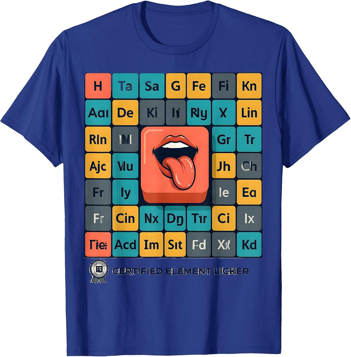 Certified Element Licker Periodic Table Design T-Shirt - Royal Blue