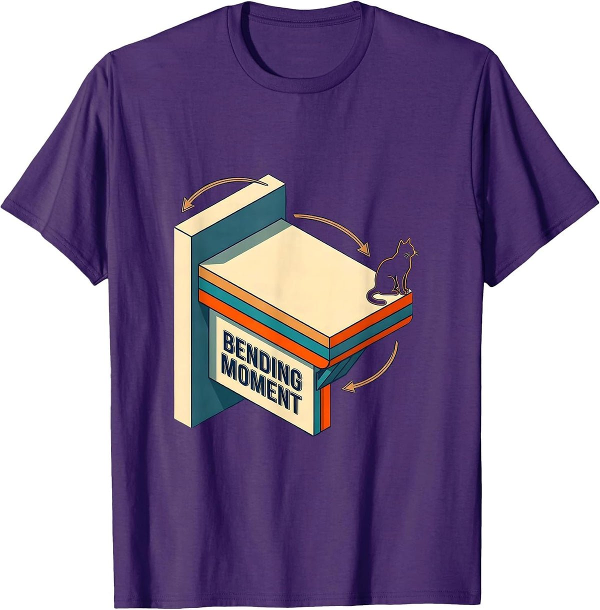 Men's Bending Moment Funny Cat Physics Humor Design Cat Lover T-Shirt - Purple